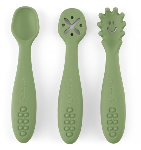 Petite& Mars Take&Match - Zestaw silikonowych łyżeczek do nauki jedzenia 3 szt. 6m+ | Sweet Pea